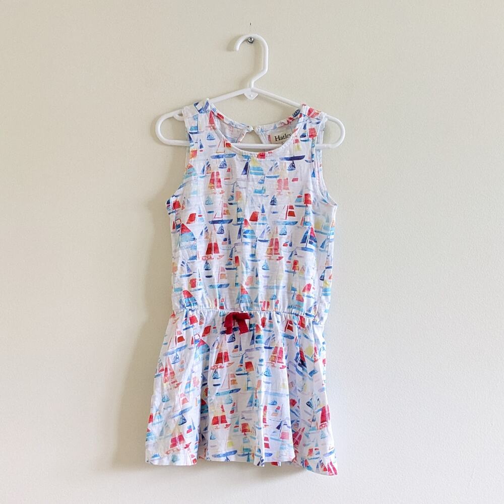Hatley Sailboat Dress Size 4 Tank Keyhole Back Nautical Boats Multicolor